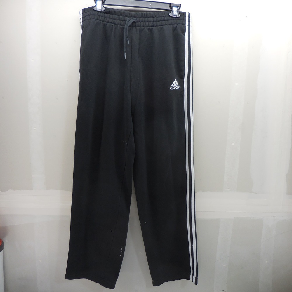 Adidas Mens 3-Stripe Track Pants Black White Logo Joggers Size Large 30x32